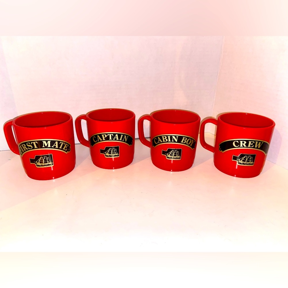 VTG Nautical Sailing Ship Plastic Mugs Captain Crew Cabin Boy First Mate Boating